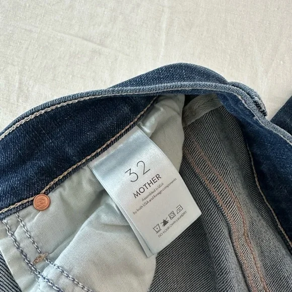 MOTHER Dark Blue Wide Leg Jeans - Picture 3 of 3